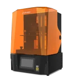 Phrozen Sonic Mighty 16K resin 3D printer with orange enclosure and front touchscreen.