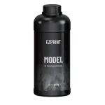 Black plastic bottle of EZPRINT Model 3D printing material, 1000 g net weight, bottle top and cap visible