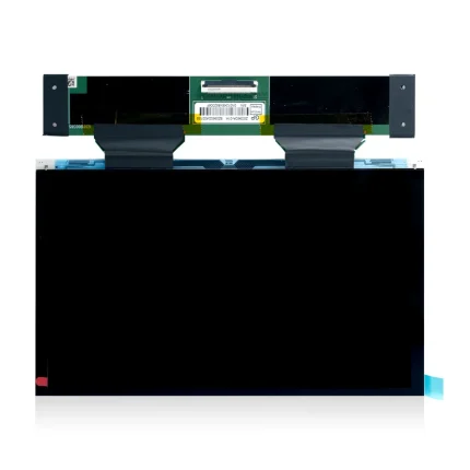 LCD screen module with circuit board and ribbon cables visible above the display on a white background